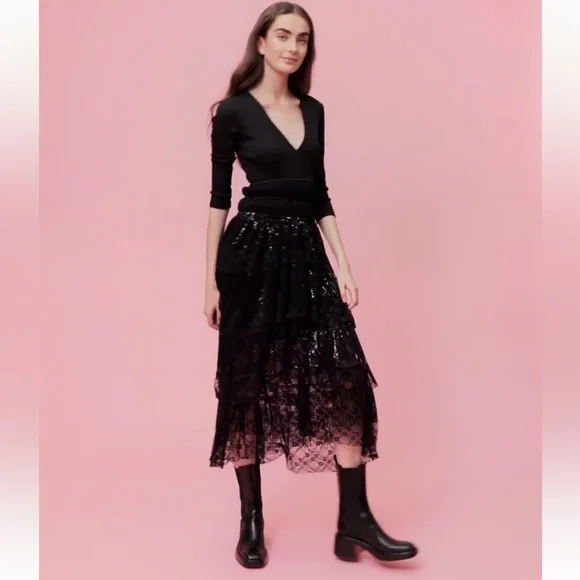 Maje | Dresses | Maje Beautiful Black Sequin Dress Size 42 | Poshmark